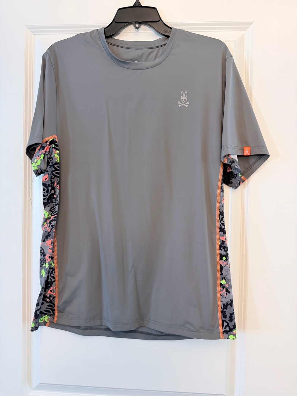 Psycho Bunny Men’s Performance Shirt Medium Gray Camo Athletic Short Sleeve